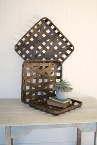 Brown Split Wood Baskets (set of 3)