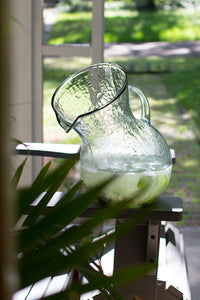 Large Recycled Glass Tilted Pitcher
