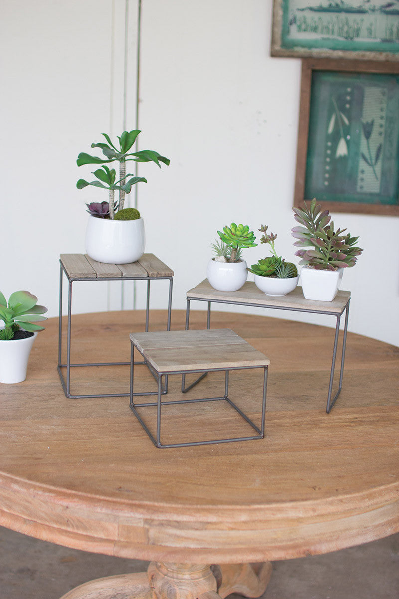 Wood and Metal Risers (set of 3)