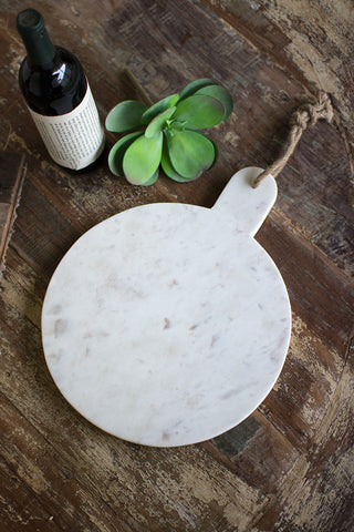 White Marble Cutting Board with Rope