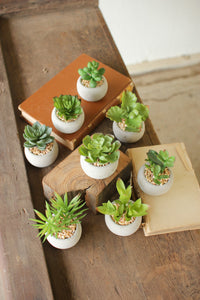 Mini Faux Succulents in cement pots (set of 8)
